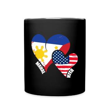 Mahal Kita Filipino American Flag Pinoy Pride - Full Colour Mug - black - Front