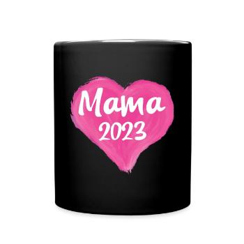 Herz Mama 2023 - Tasse einfarbig - Schwarz - Vorne