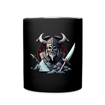 Valhalla Viking Skelett - Starker nordischer - Tasse einfarbig - Schwarz - Vorne