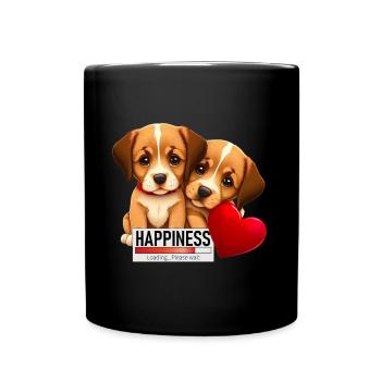 Puppie Love | Design mit Herz zum Valentinstag | - Tasse einfarbig - Schwarz - Vorne