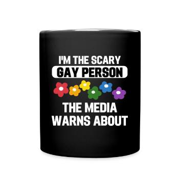 Rainbow Flowers Gay Pride Funny Gift LGBT - Full Colour Mug - black - Front