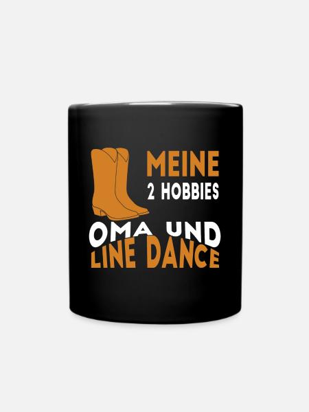 Meine 2 Hobbies Oma und Line Dance - Tasse einfarbig - Schwarz