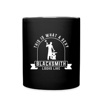Lustiger Schmied Spruch & Schmieden - Tasse einfarbig - Schwarz - Vorne