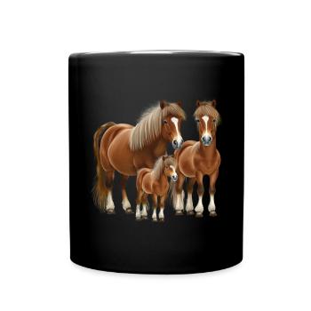 Shetland Pony Familie Famille Shetty - Mug uni - noir - Devant