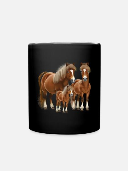 Shetland Pony Familie Shetty Family - Tasse einfarbig - Schwarz