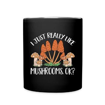 Mushroom picking Mushroom picking Mushrooms Foraging - Full Colour Mug - black - Front