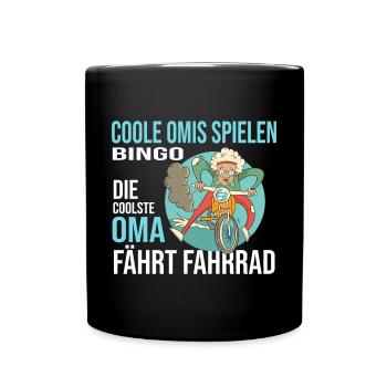 Die weltbeste Oma fährt Fahrrad. - Tasse einfarbig - Schwarz - Vorne