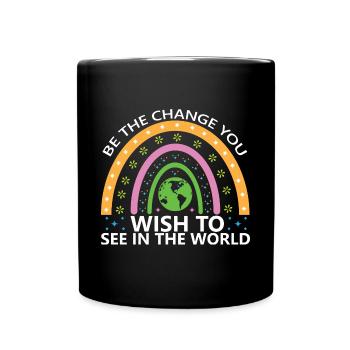Earth Day Environmentally Friendly Earth Planet Saving - Full Colour Mug - black - Front