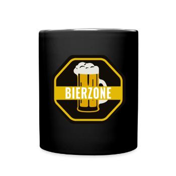 Bierzone Schild Prost Bier Saufen Trinken Party - Tasse einfarbig - Schwarz - Vorne