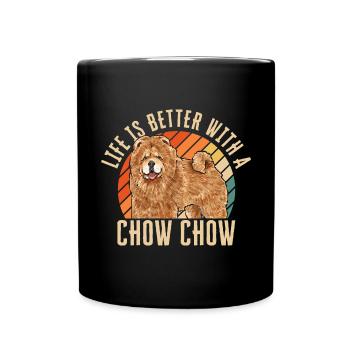 Chow Chow Hund - Tasse einfarbig - Schwarz - Vorne
