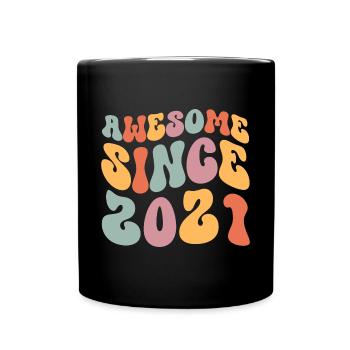 2021 Vintage Birthday Groovy Vintage Retro - Full Colour Mug - black - Front