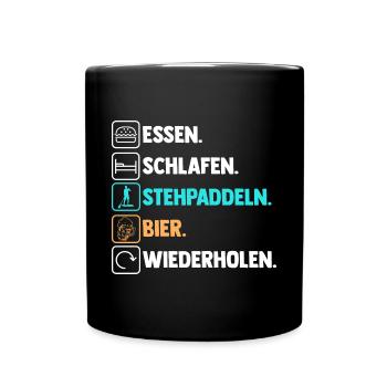 Bier Stand Up Paddeling - Tasse einfarbig - Schwarz - Vorne