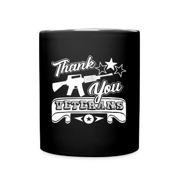 Veteran Thank You Veterans - Full Colour Mug - black - Front