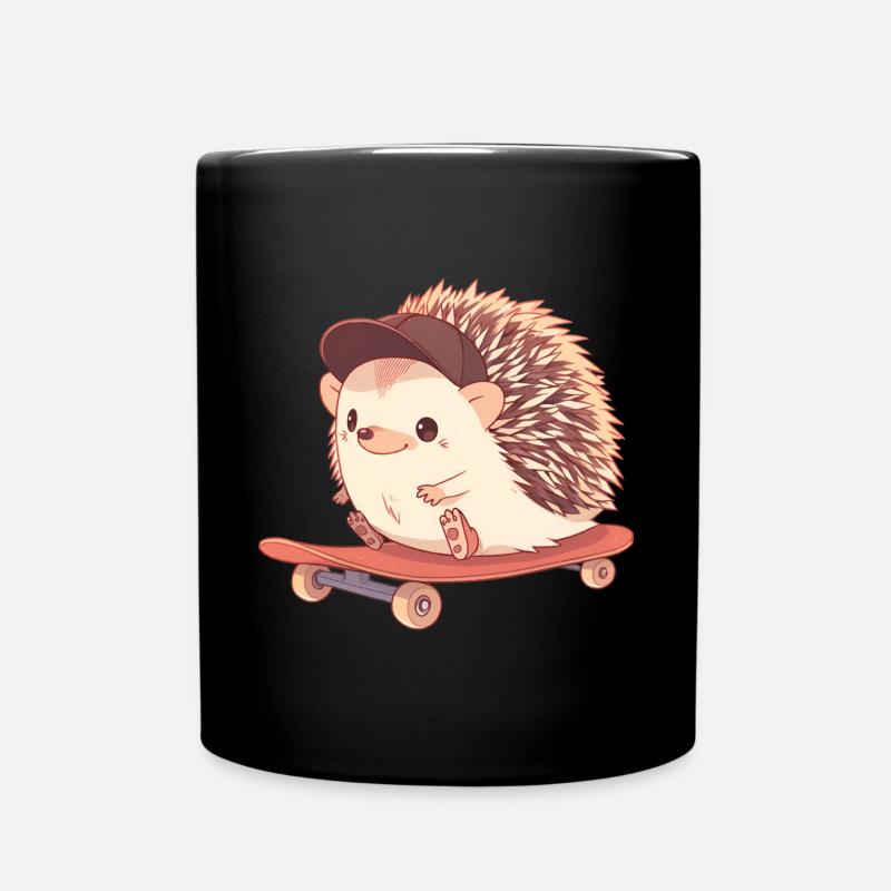 Süßer Igel skatet - Tasse einfarbig - Schwarz