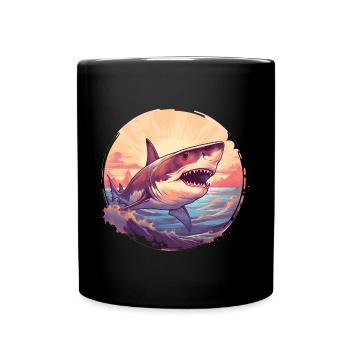 Great white shark vintage - Full Colour Mug - black - Front