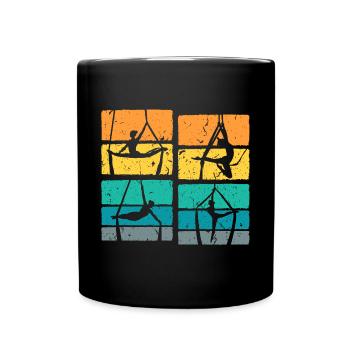 Retro Aerial Yoga Luftakrobatin - Tasse einfarbig - Schwarz - Vorne