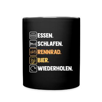 Fahrrad Rennradfahrer Rennrad - Tasse einfarbig - Schwarz - Vorne