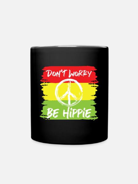 Hippie Karneval Kostüm Geschenk Peace - Tasse einfarbig - Schwarz