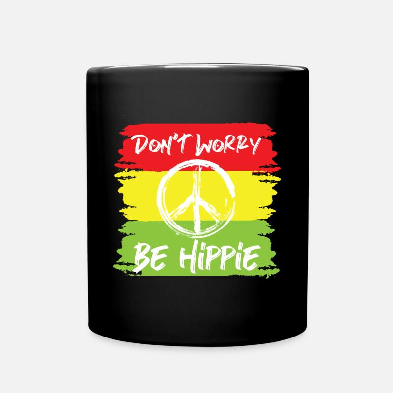 Hippie Karneval Kostüm Geschenk Peace - Tasse einfarbig - Schwarz
