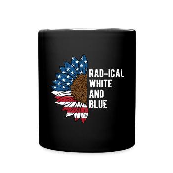 Radical White and Blue 4th of July American Flag - Full Colour Mug - black - Front