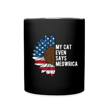 My Cat Even Says Meowrica American Independence - Full Colour Mug - black - Front