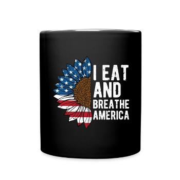 I Eat and love America 4th of July Independence - Full Colour Mug - black - Front