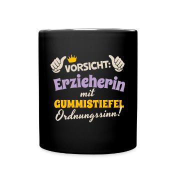Erzieherin Weihnachten stiefel Ordnungssinn - Tasse einfarbig - Schwarz - Vorne