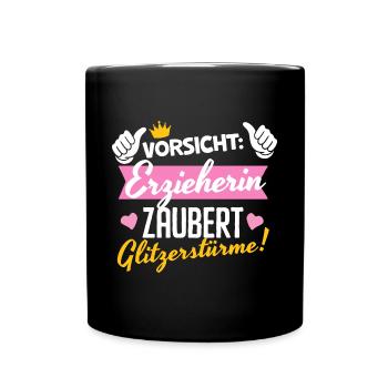 Erzieherin Abschied Glitzersturm Zauberin Kita - Tasse einfarbig - Schwarz - Vorne