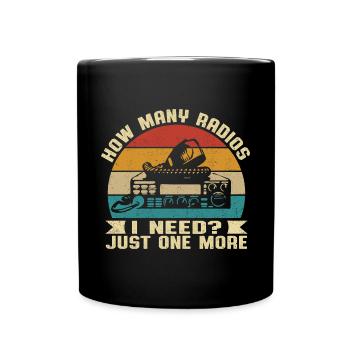 Retro Frequency Antenna How Many Ham Radios I Need - Full Colour Mug - black - Front