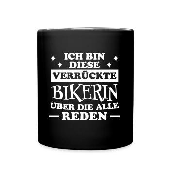 Bikerin Spruch Motorrad Lustiges Bikerin Geschenk - Tasse einfarbig - Schwarz - Vorne