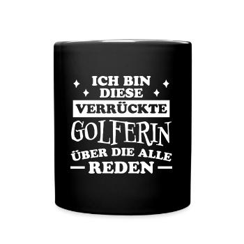 Golferin Minigolf Golf Spruch Golferin Geschenk - Tasse einfarbig - Schwarz - Vorne