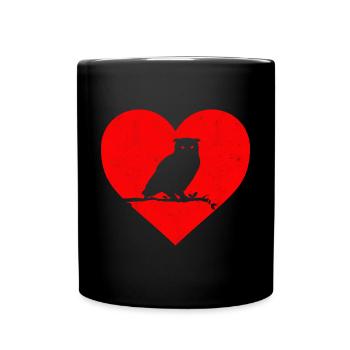 Vintage Heart Owl Birds Of Prey Ornithologist - Tasse einfarbig - Schwarz - Vorne