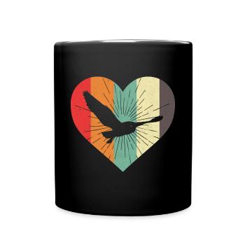 Vintage Heart Ornithologist Silhouette Owl Lover - Tasse einfarbig - Schwarz - Vorne