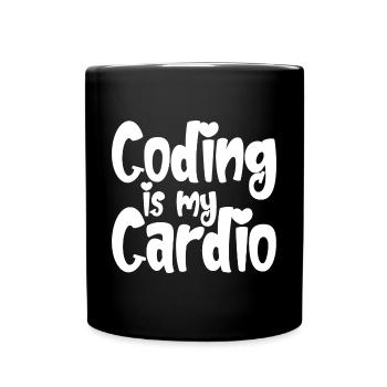 Coding Is My Cardio - Tasse einfarbig - Schwarz - Vorne