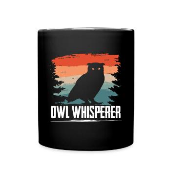 Owl Whisperer Retro Ornithologist Silhouette - Tasse einfarbig - Schwarz - Vorne