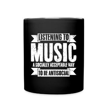 Introvert Listening To Music Acceptable Way To Be - Tasse einfarbig - Schwarz - Vorne