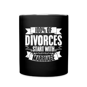 Funny Divorces Start With Merriage A Divorced - Full Colour Mug - black - Front