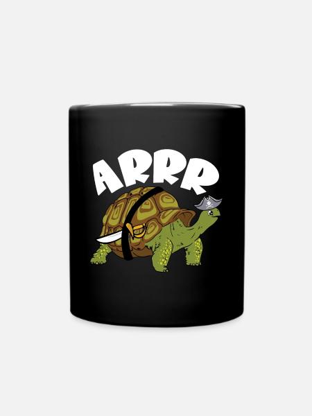 Arrr Pirate Tortoise Turtle Reptile Kids - Tasse einfarbig - Schwarz