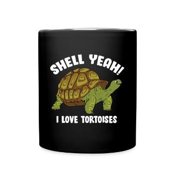 Cute Funny Shell yes I Love Tortoises Turtle Rept - Full Colour Mug - black - Front