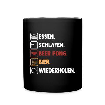 Party Bier Bierpong Beer Pong - Tasse einfarbig - Schwarz - Vorne