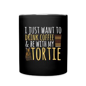 Schildpatt Katze Tortoiseshell Cat Tortie - Tasse einfarbig - Schwarz - Vorne