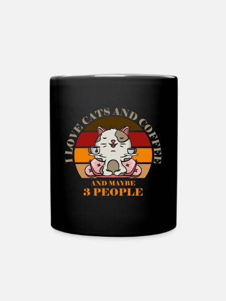 Chats et café et peut-être 3 personnes - Mug uni - noir