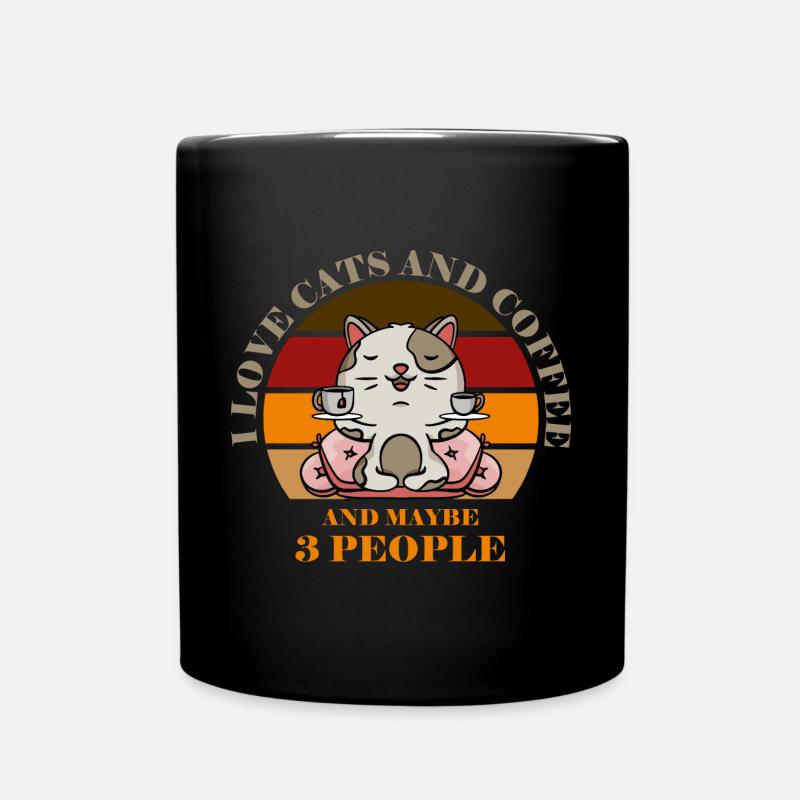 Chats et café et peut-être 3 personnes - Mug uni - noir