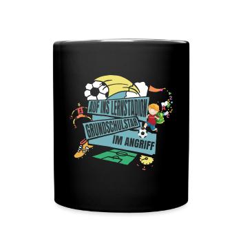 Grundschule Einschulung Fußball - Tasse einfarbig - Schwarz - Vorne