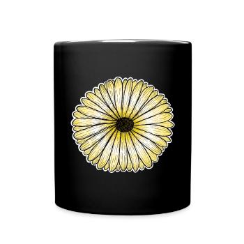 Gelbes Gänseblümchen - Tasse einfarbig - Schwarz - Vorne