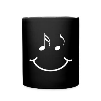 Sheet Music Emoji | Notes, Music, Laughter, Face - Full Colour Mug - black - Front