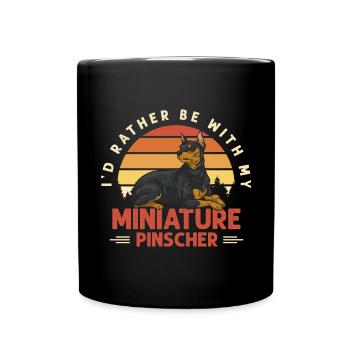 Miniature Pinscher Rehpinscher Min Pin Dog - Full Colour Mug - black - Front