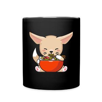 Fennec Fuchs Isst Ramen Nudeln Fennec Füchse - Tasse einfarbig - Schwarz - Vorne