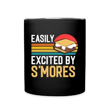Funny Easily Excited By Smores Retro Marshmallow V - Tasse einfarbig - Schwarz - Vorne