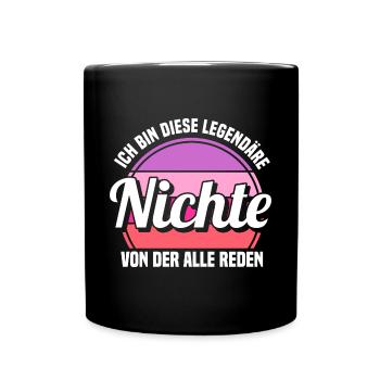 Nichte - Tasse einfarbig - Schwarz - Vorne